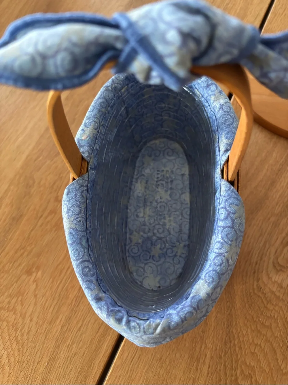 Longaberger Blue Accented Wooden Basket with Star Charm